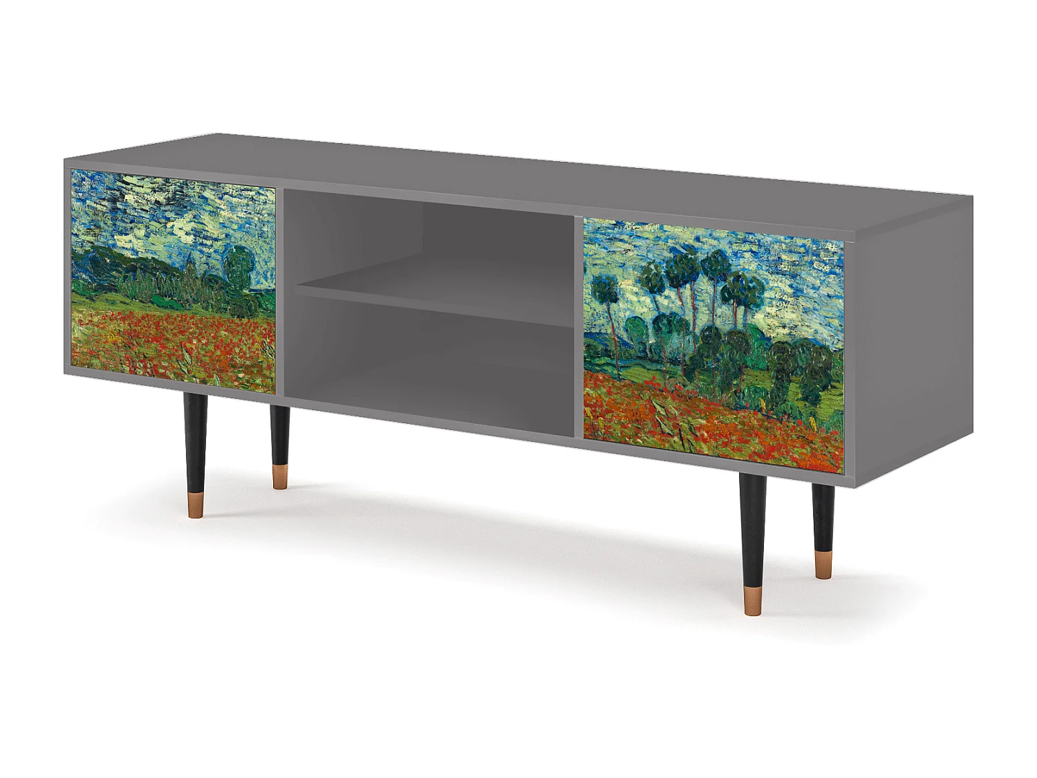 Mobile TV - 170х69х48 cm - T2 - Poppy field by van Gogh, Grigio