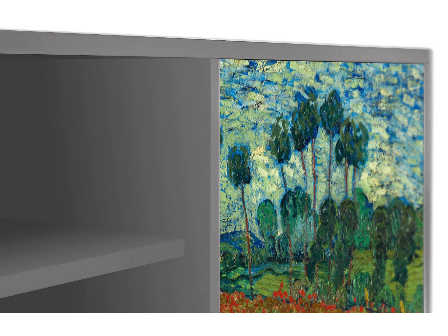 Mobile TV - 170х69х48 cm - T2 - Poppy field by van Gogh, Grigio