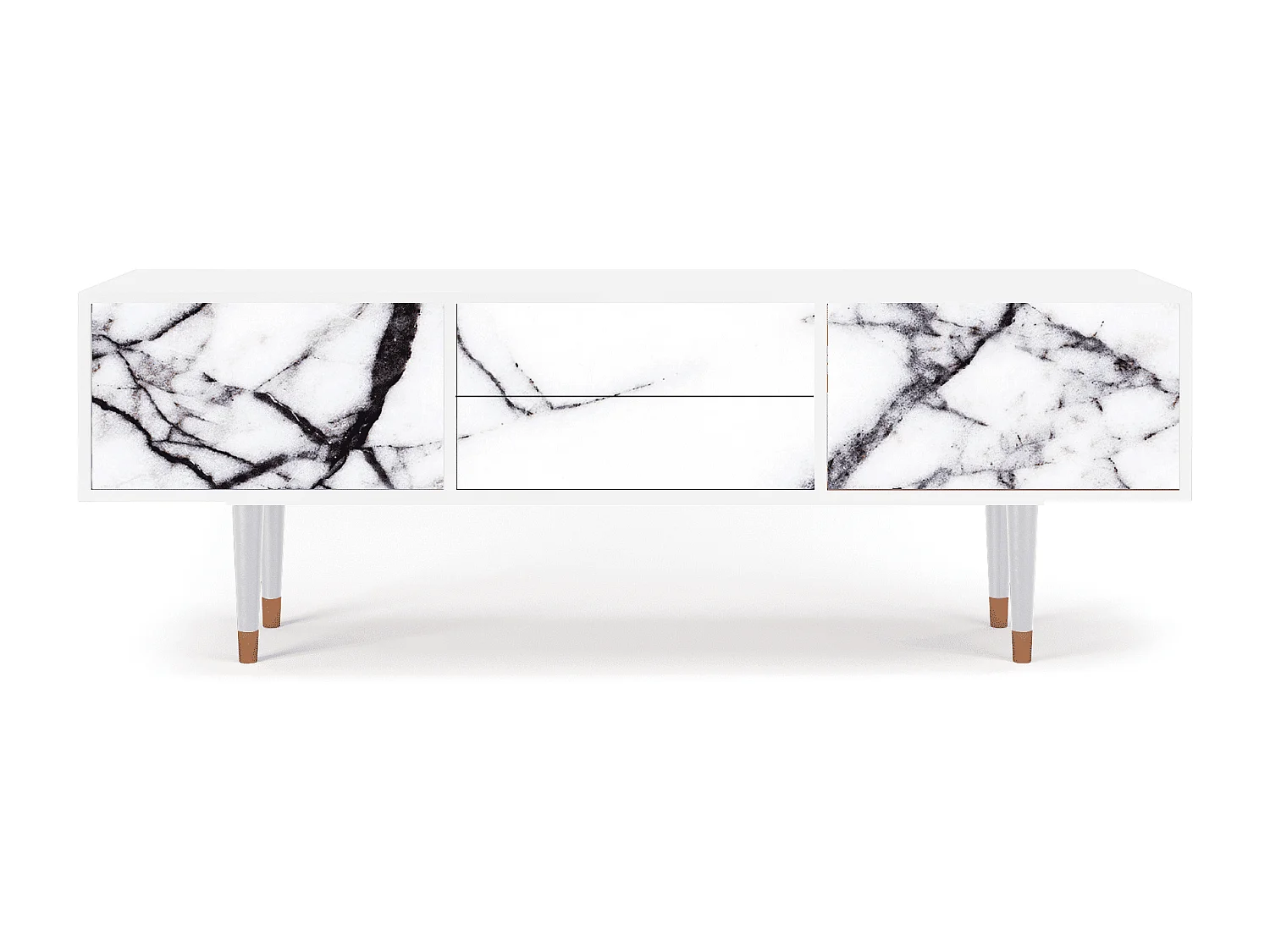 Szafka RTV - 170х59х48 cm - T4 - Raven Marble, Biały