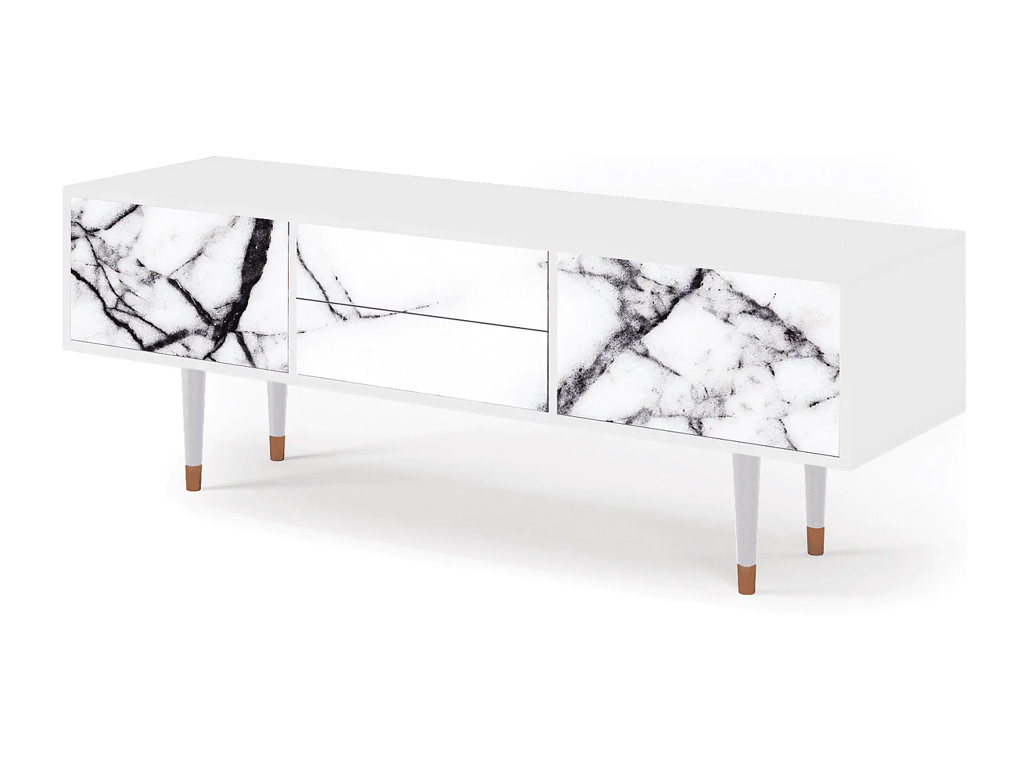 Szafka RTV - 170х59х48 cm - T4 - Raven Marble, Biały
