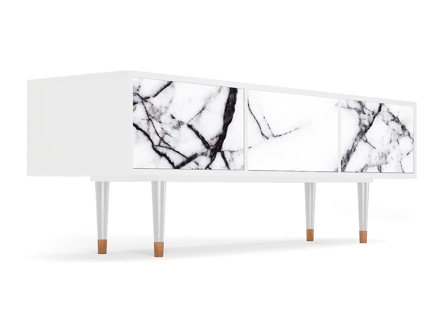 Szafka RTV - 170х59х48 cm - T4 - Raven Marble, Biały
