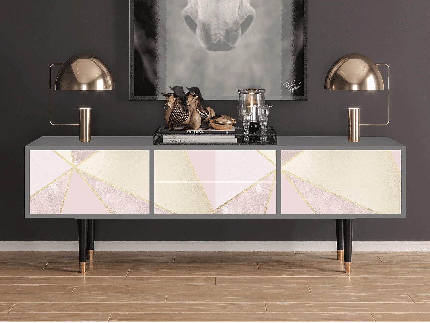 Mueble de TV - 170х59х48 cm - T4 - Cosmopolitan Diva, Cinza