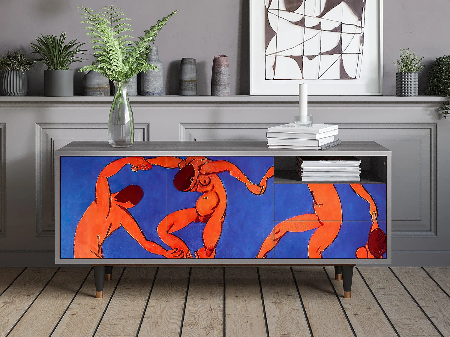 Szafka RTV - 125х56х41 cm - T7 - The Dance by Matisse , Szary