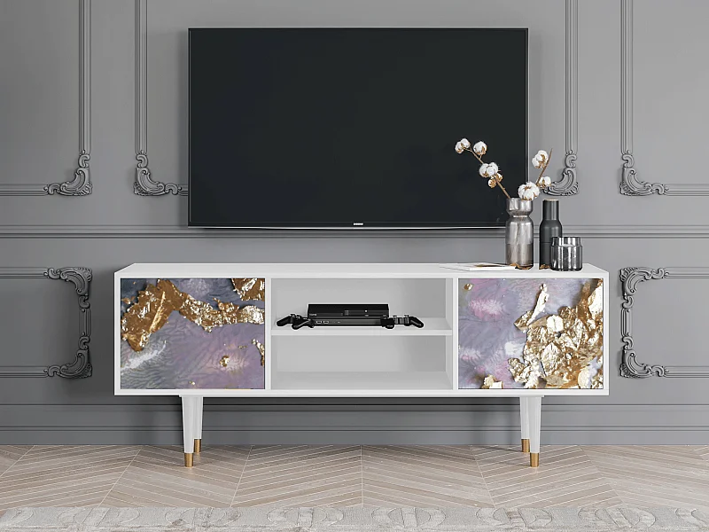 Szafka RTV - 170х69х48 cm - T2 - Planet Earth, Biały