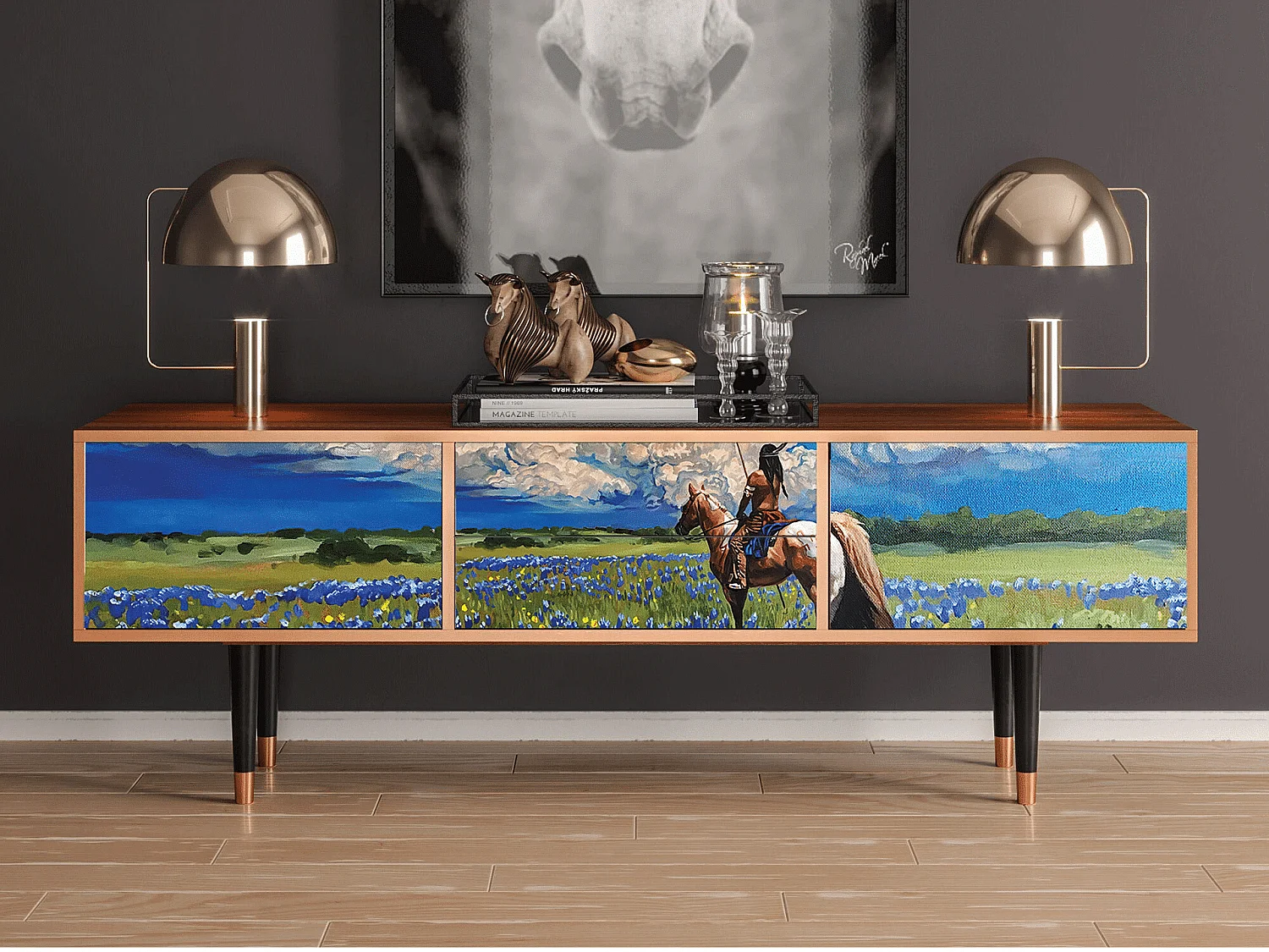 Mobile TV - 170х59х48 cm - T4 - Thunderheads by Dean, Noce