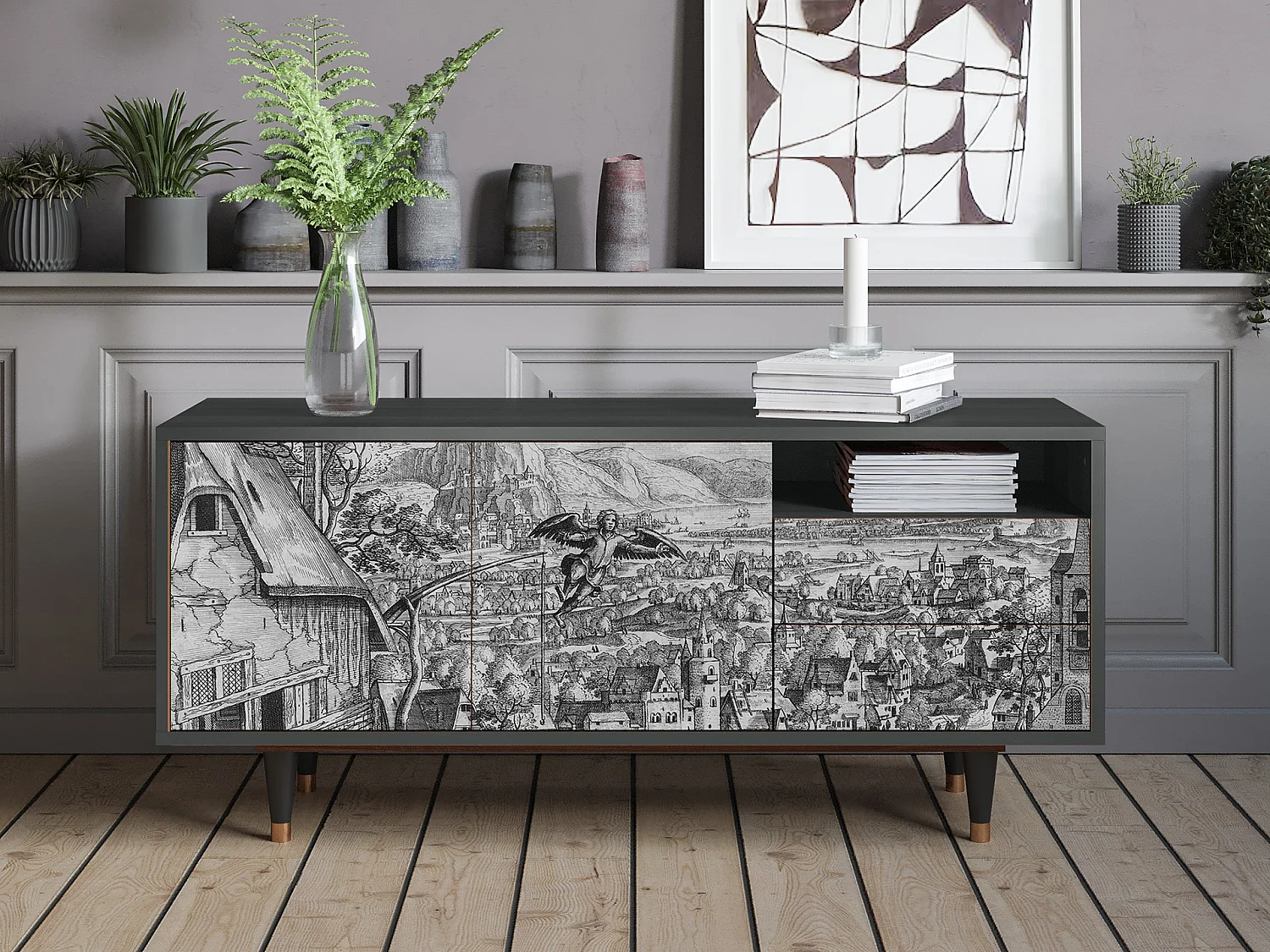 Mueble de TV - 125х56х41 cm - T7 - Departure, Antracita