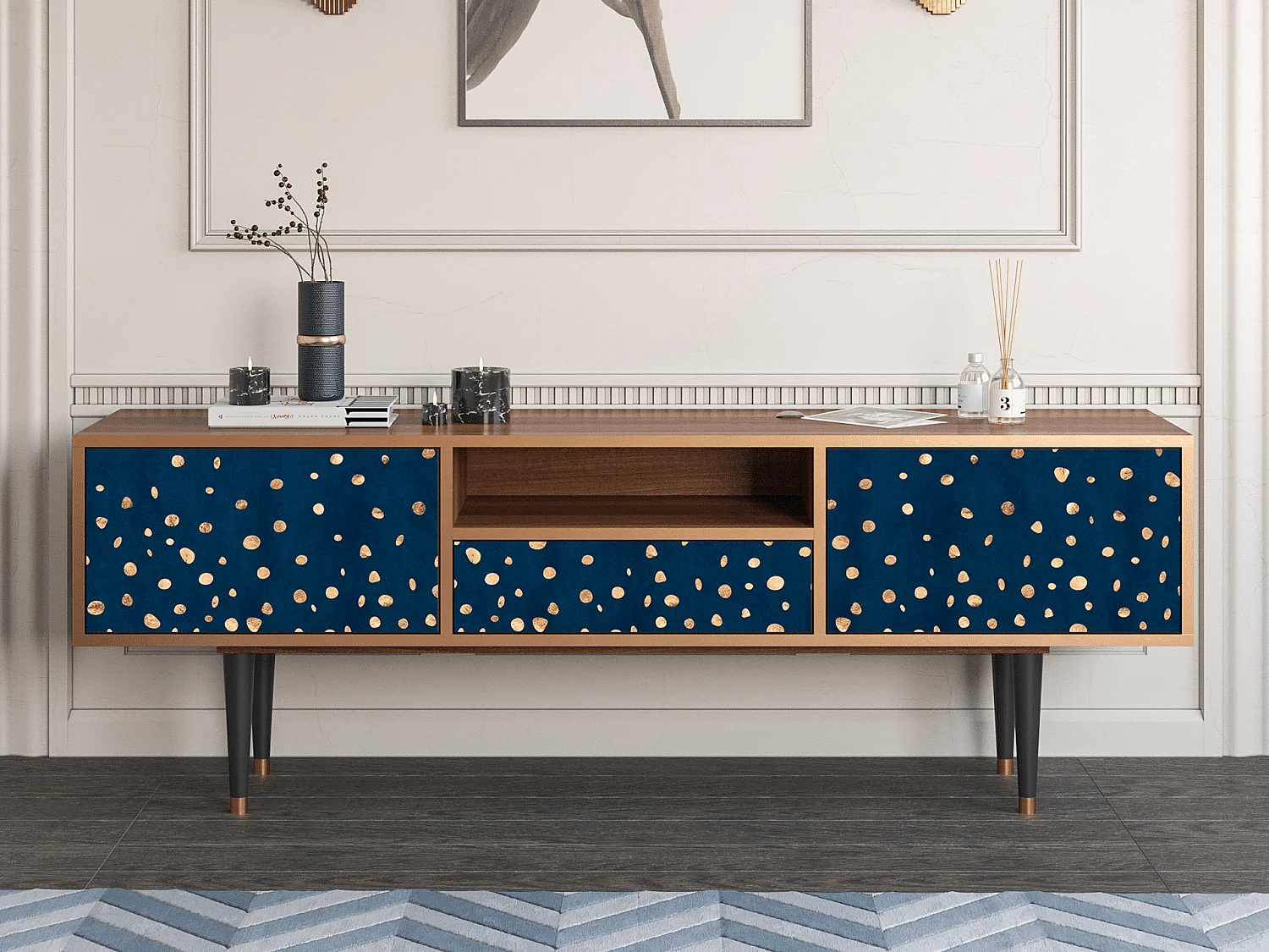 Meuble TV - 170х59х41 cm - T6 - Night Skies, Noyer