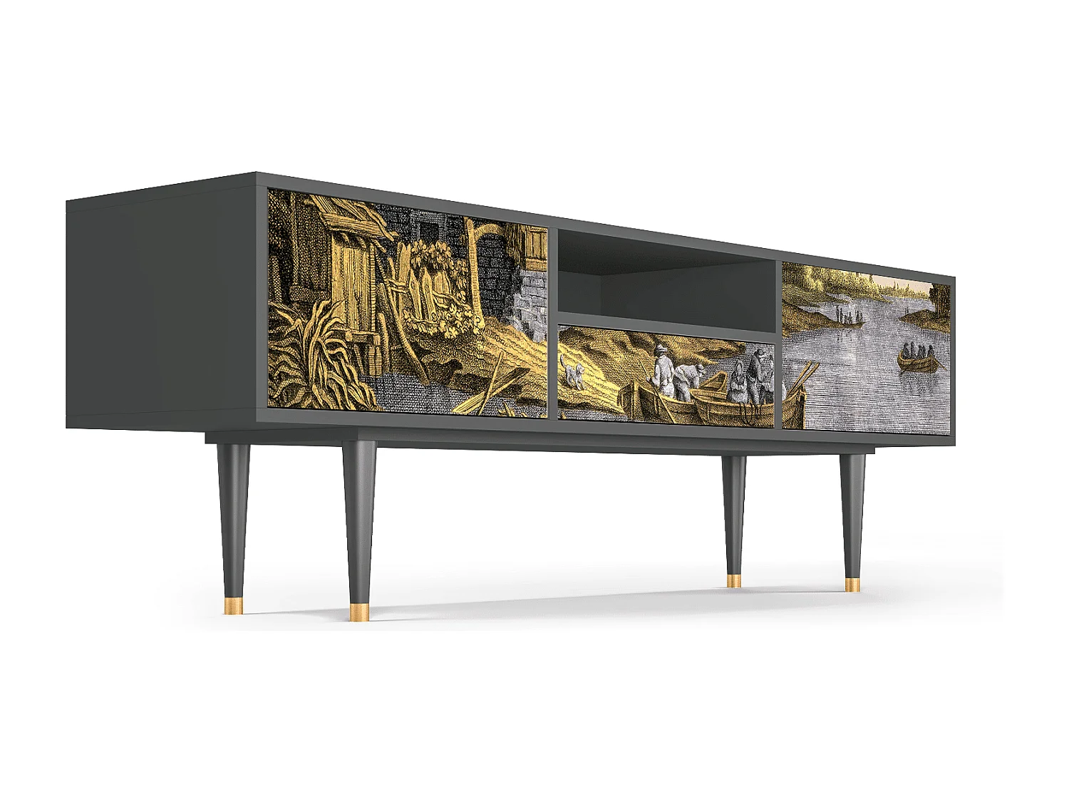 Mobile TV - 170х59х41 cm - T6 - Mill along a River, Antracite