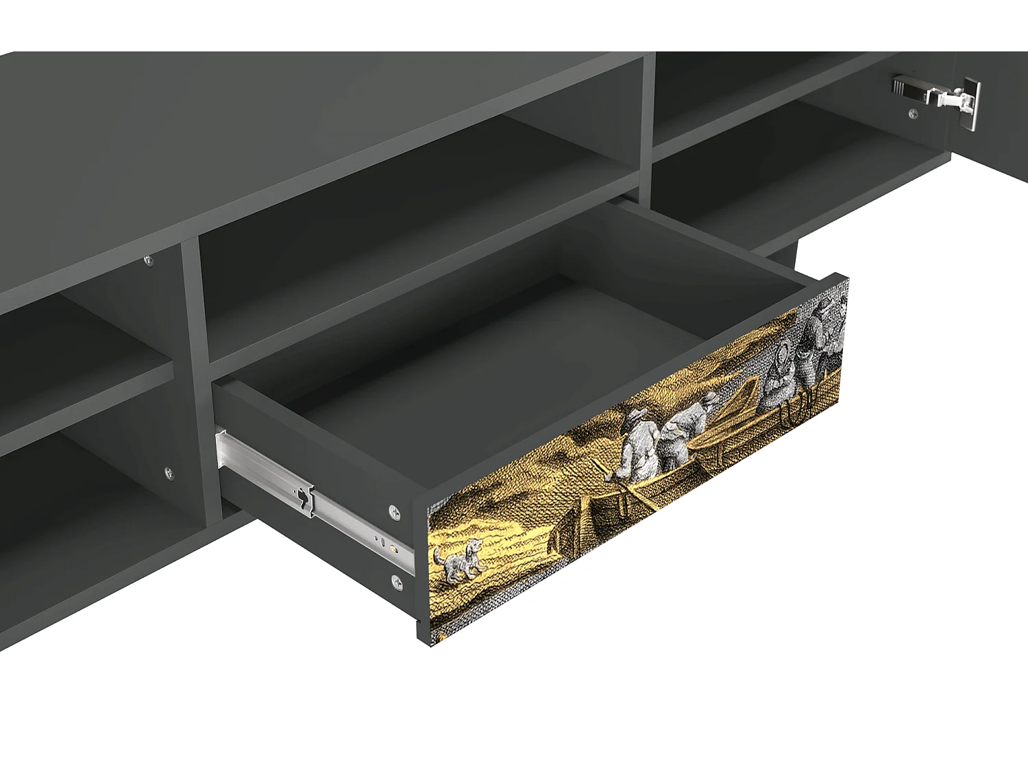 Mobile TV - 170х59х41 cm - T6 - Mill along a River, Antracite