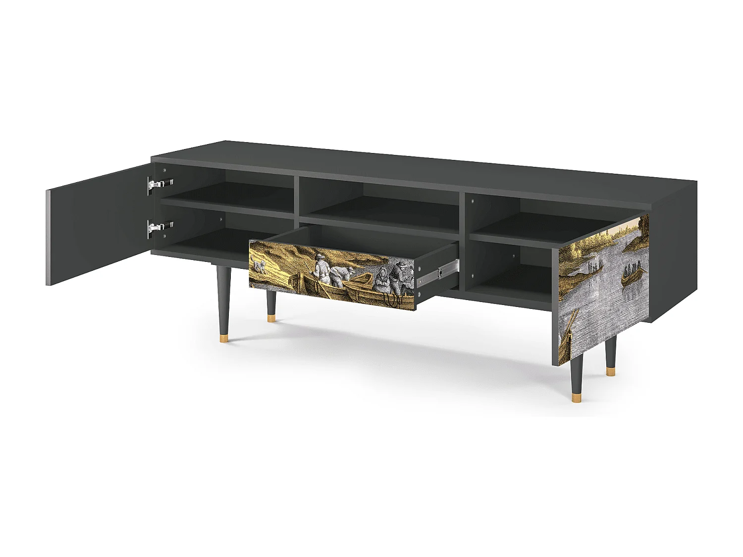 Mobile TV - 170х59х41 cm - T6 - Mill along a River, Antracite