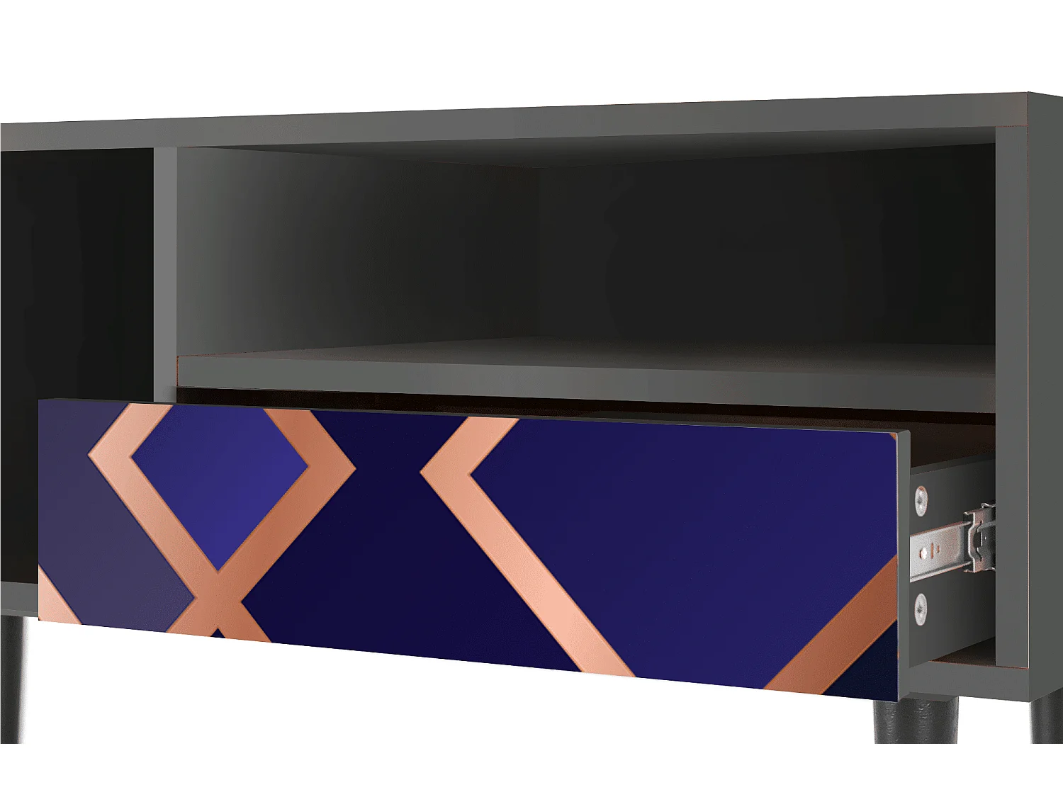 TV-Möbel - 115х59х48 cm - T3 - Aquamarine Getsby, Anthrazit