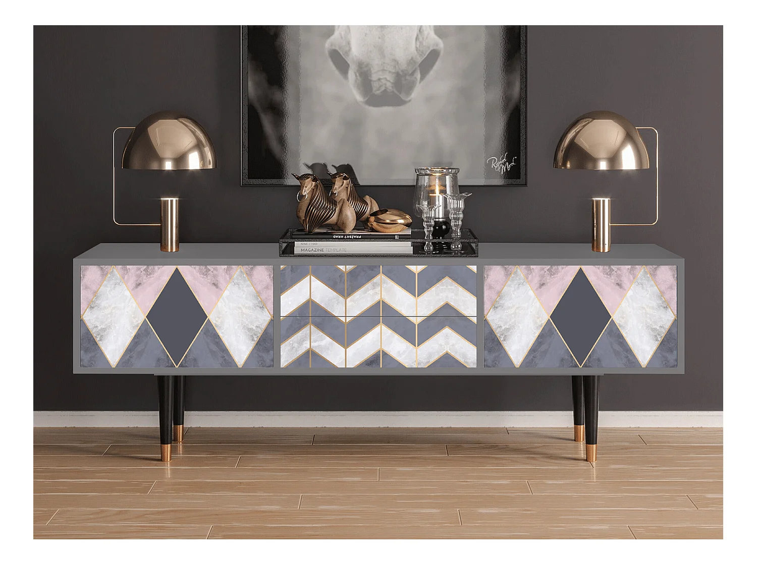 Meuble TV - 170х59х48 cm - T4 - Ideal Harmony, Gris