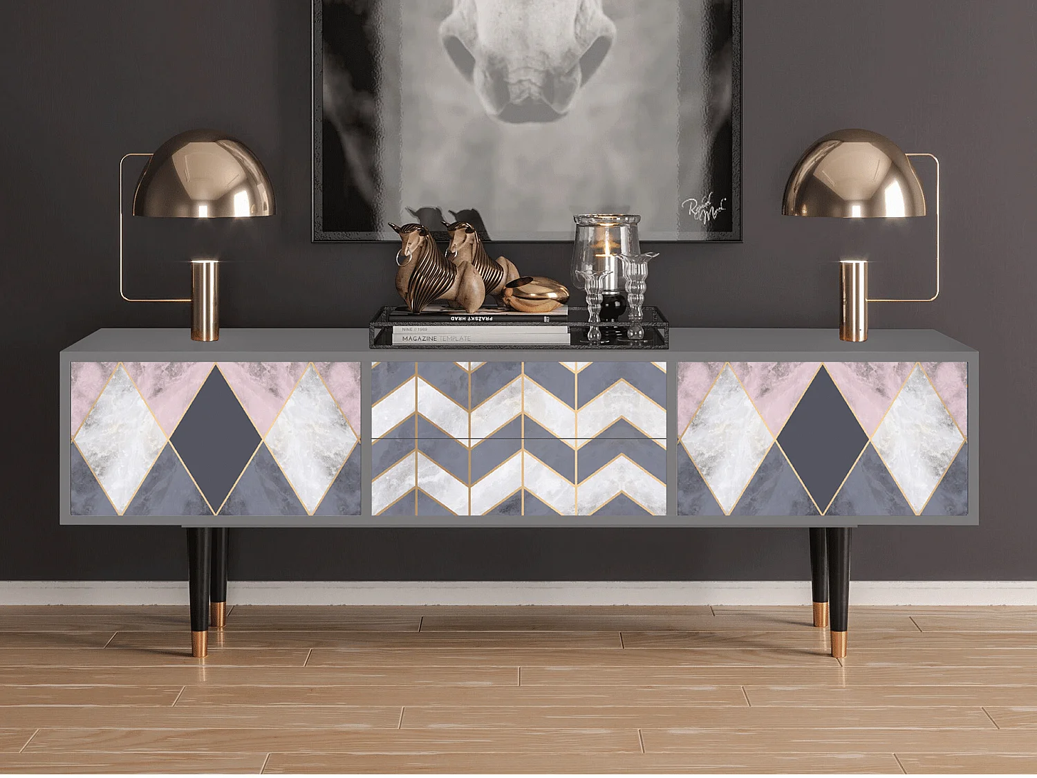 Meuble TV - 170х59х48 cm - T4 - Ideal Harmony, Gris