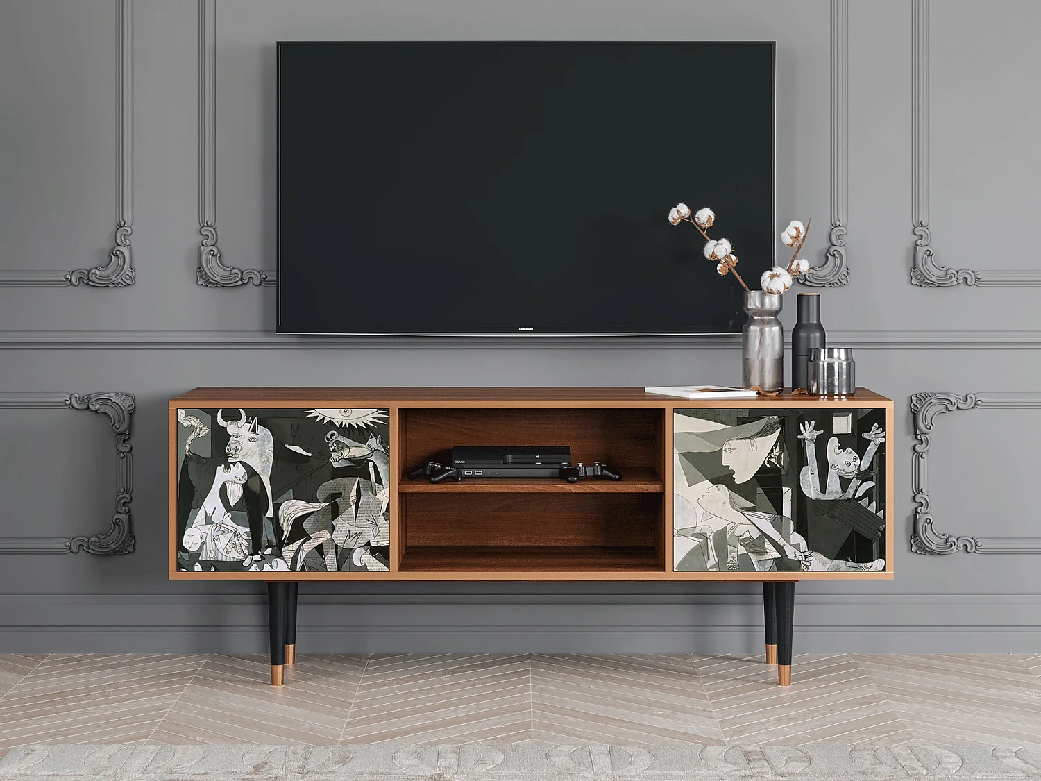 TV-meubel - 170х69х48 cm - T2 - Guernica by Picasso, Walnoot