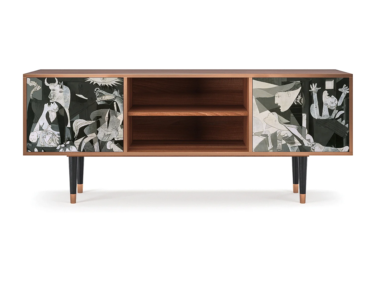 Szafka RTV - 170х69х48 cm - T2 - Guernica by Picasso, Orzech