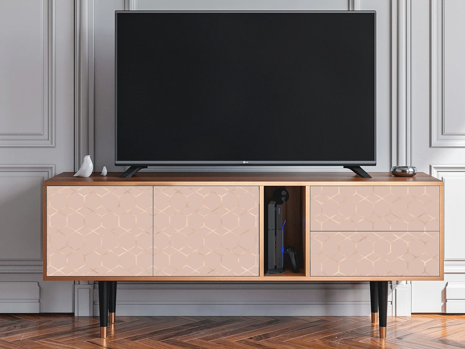 Mobile TV - 170х69х48 cm - T1 - Rose Honeycomb, Noce