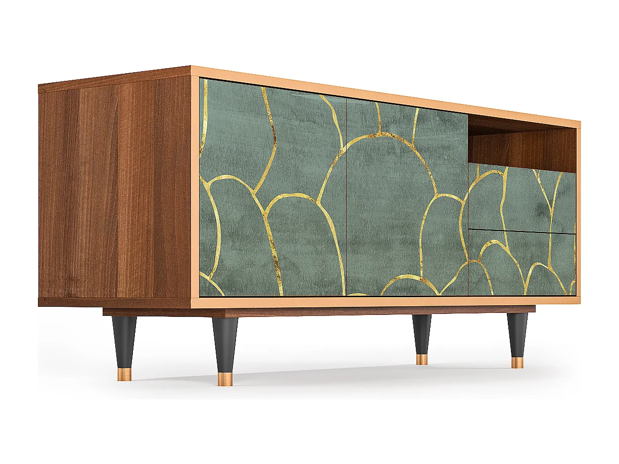 Mueble de TV - 125х56х41 cm - T7 - Magnificent Water Lily, Nogueira