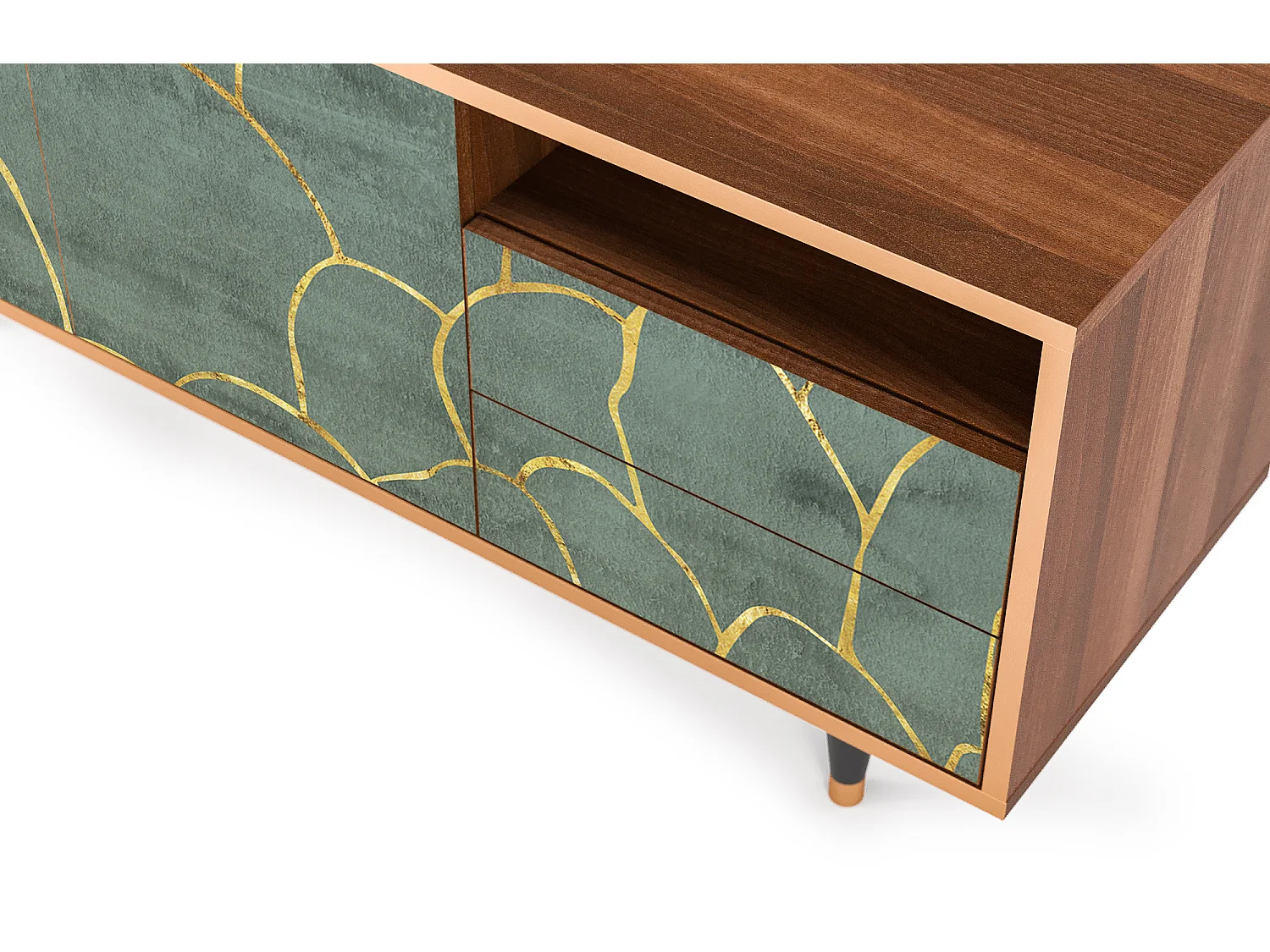 Mueble de TV - 125х56х41 cm - T7 - Magnificent Water Lily, Nogueira