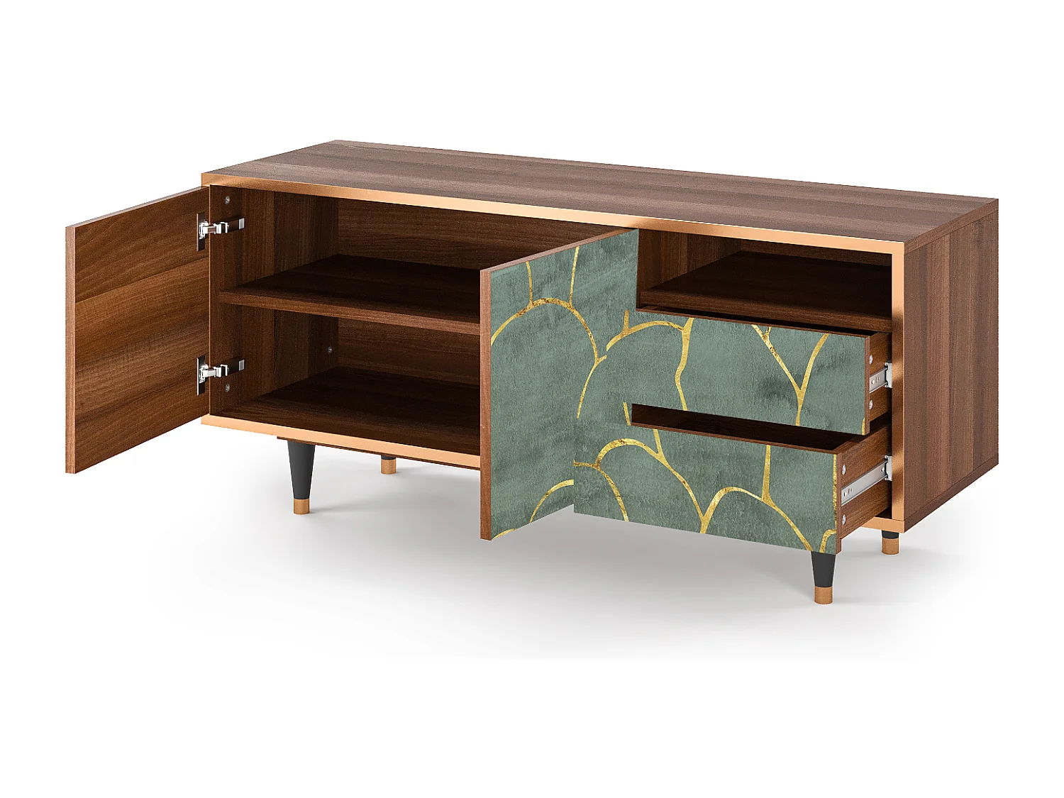 Mueble de TV - 125х56х41 cm - T7 - Magnificent Water Lily, Nogueira