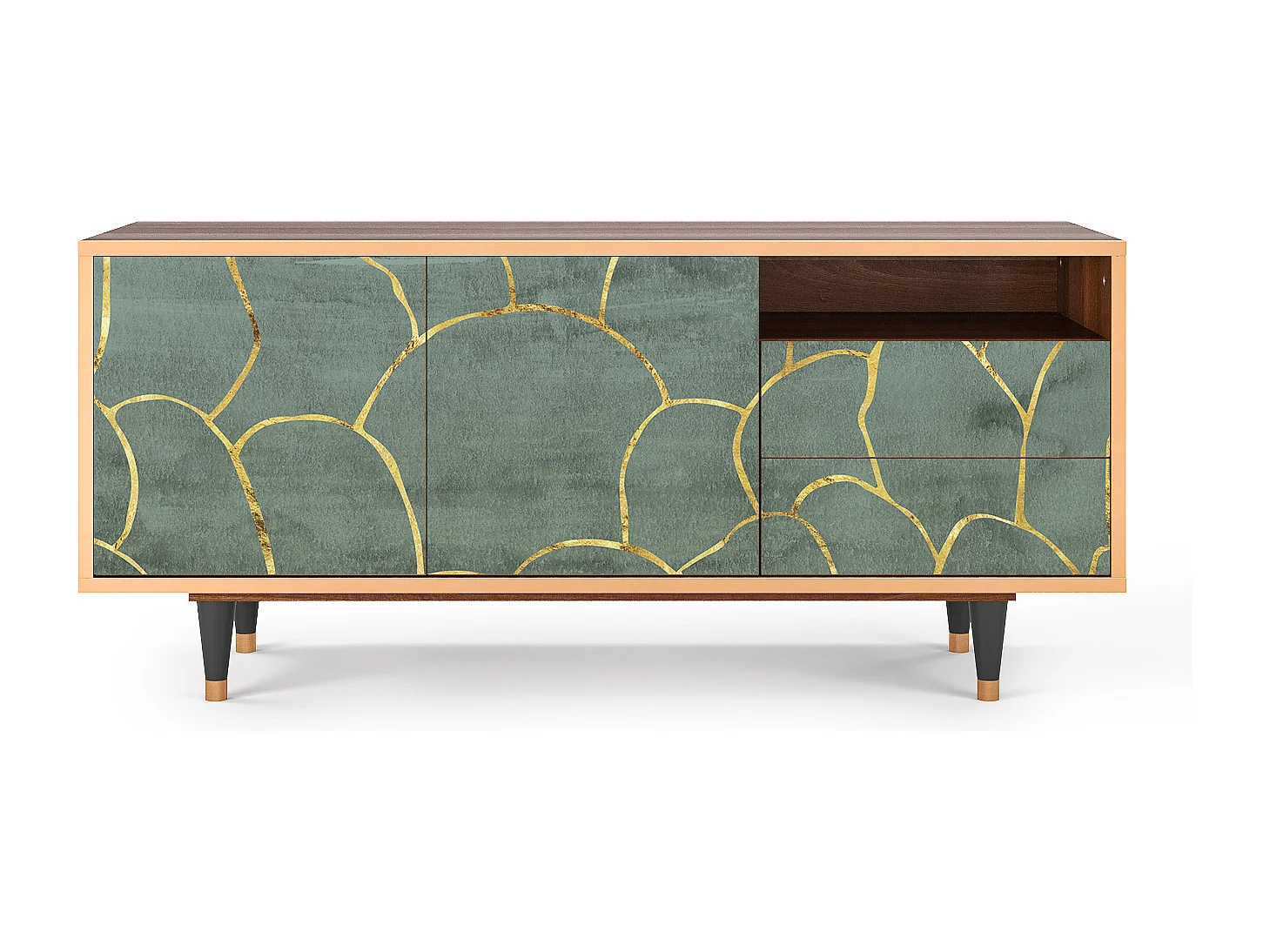 Meuble TV - 125х56х41 cm - T7 - Magnificent Water Lily, Noyer