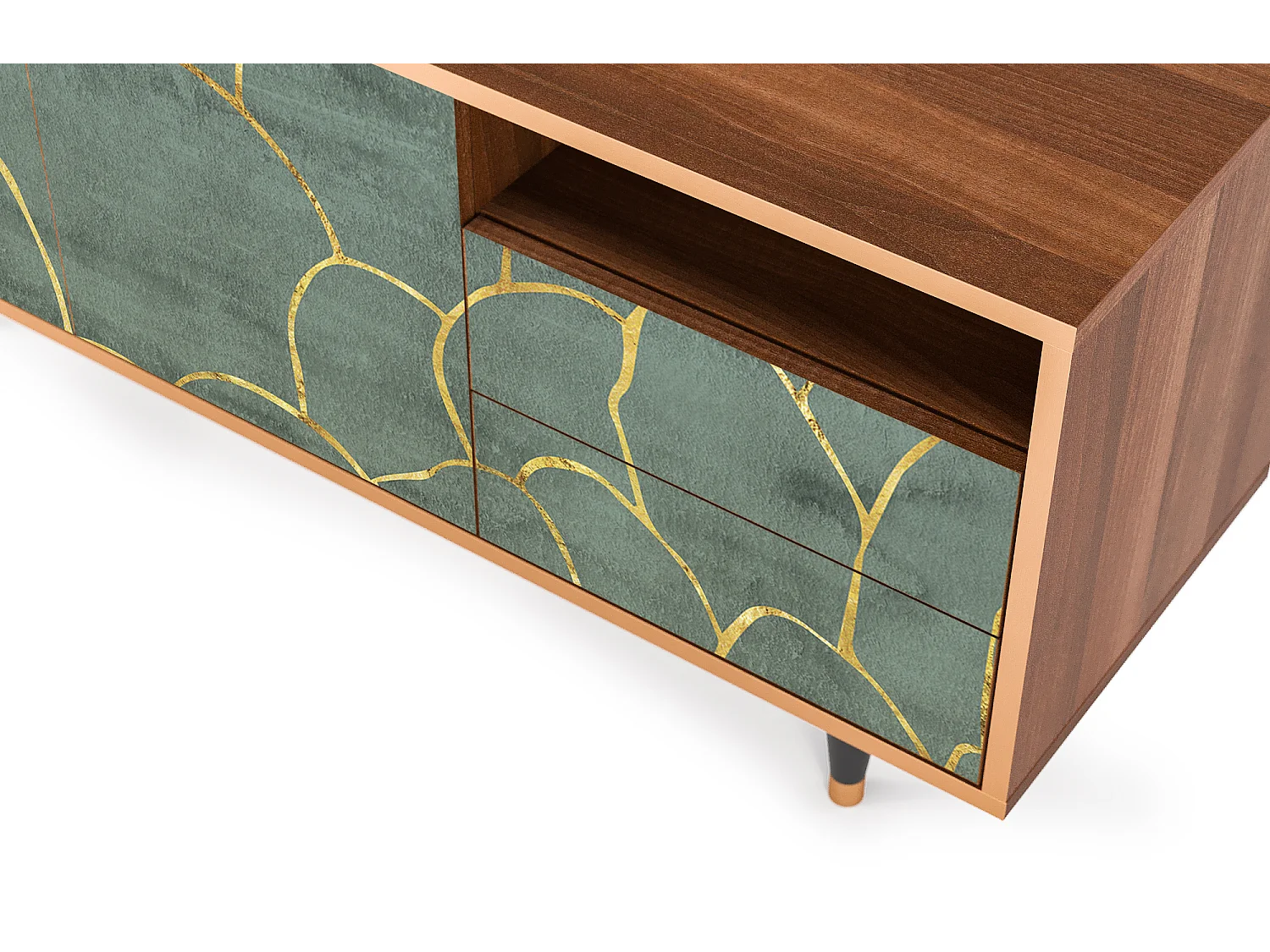 Meuble TV - 125х56х41 cm - T7 - Magnificent Water Lily, Noyer