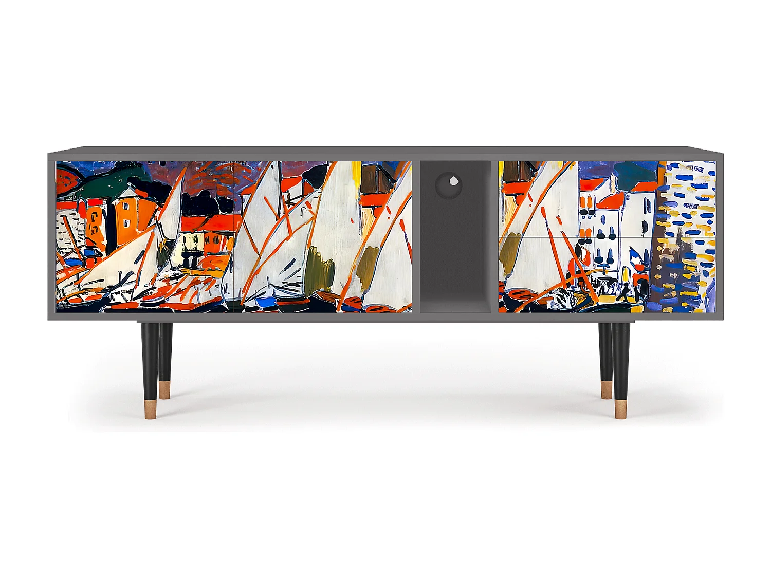 Meuble TV - 170х69х48 cm - T1 - Le Séchage des voiles , Gris