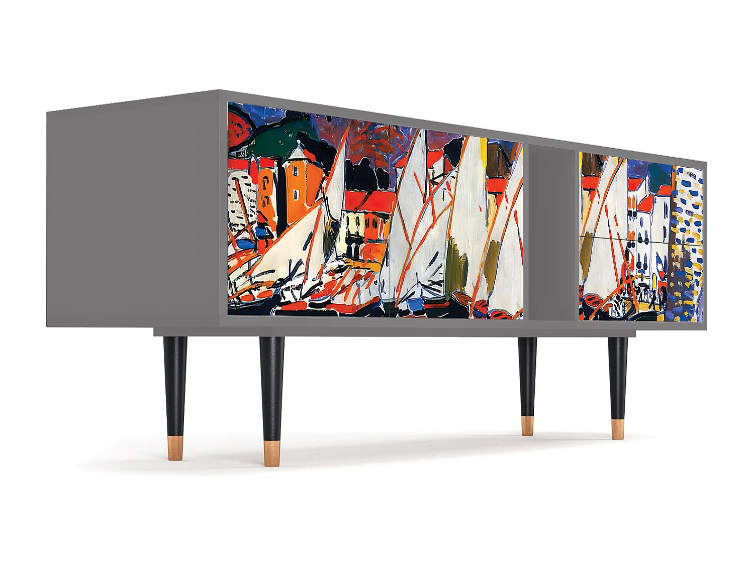 Meuble TV - 170х69х48 cm - T1 - Le Séchage des voiles , Gris