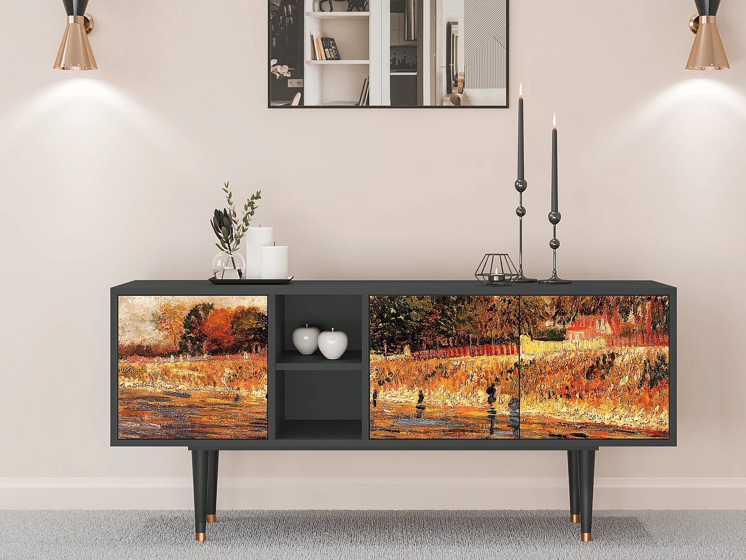 Mueble de TV - 150х69х41 cm - T5 - The Banks, Antracite