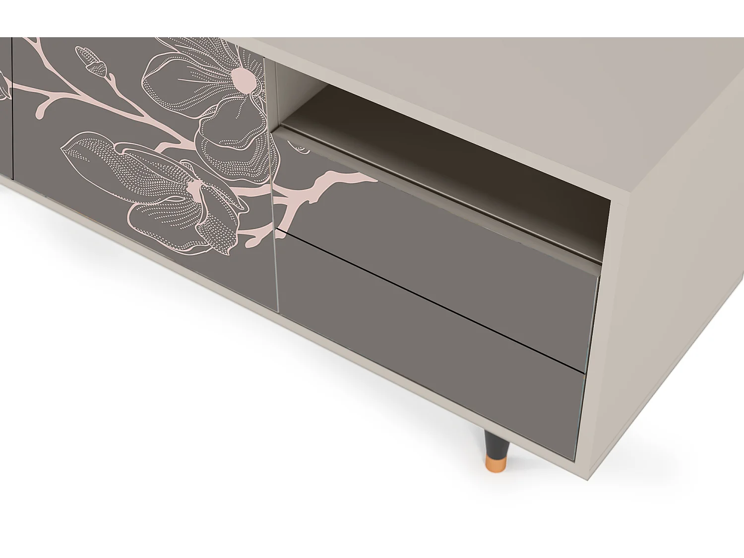 Szafka RTV - 125х56х41 cm - T7 - Cherry Blossom, Piaskowy