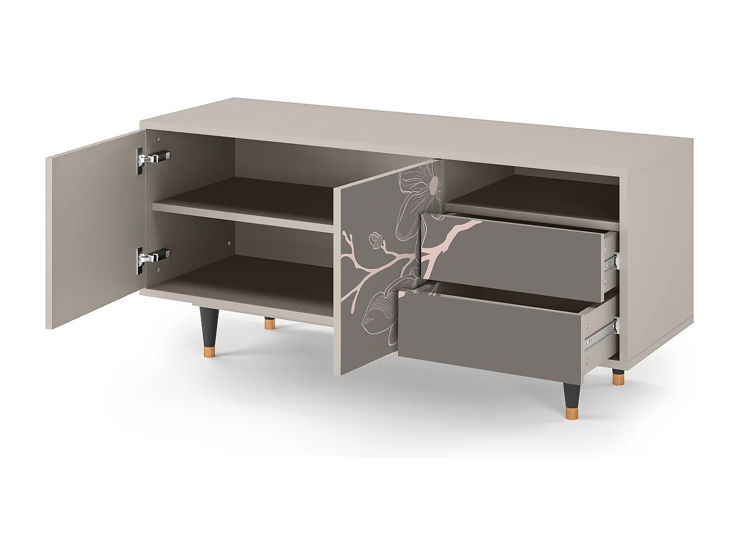 Szafka RTV - 125х56х41 cm - T7 - Cherry Blossom, Piaskowy