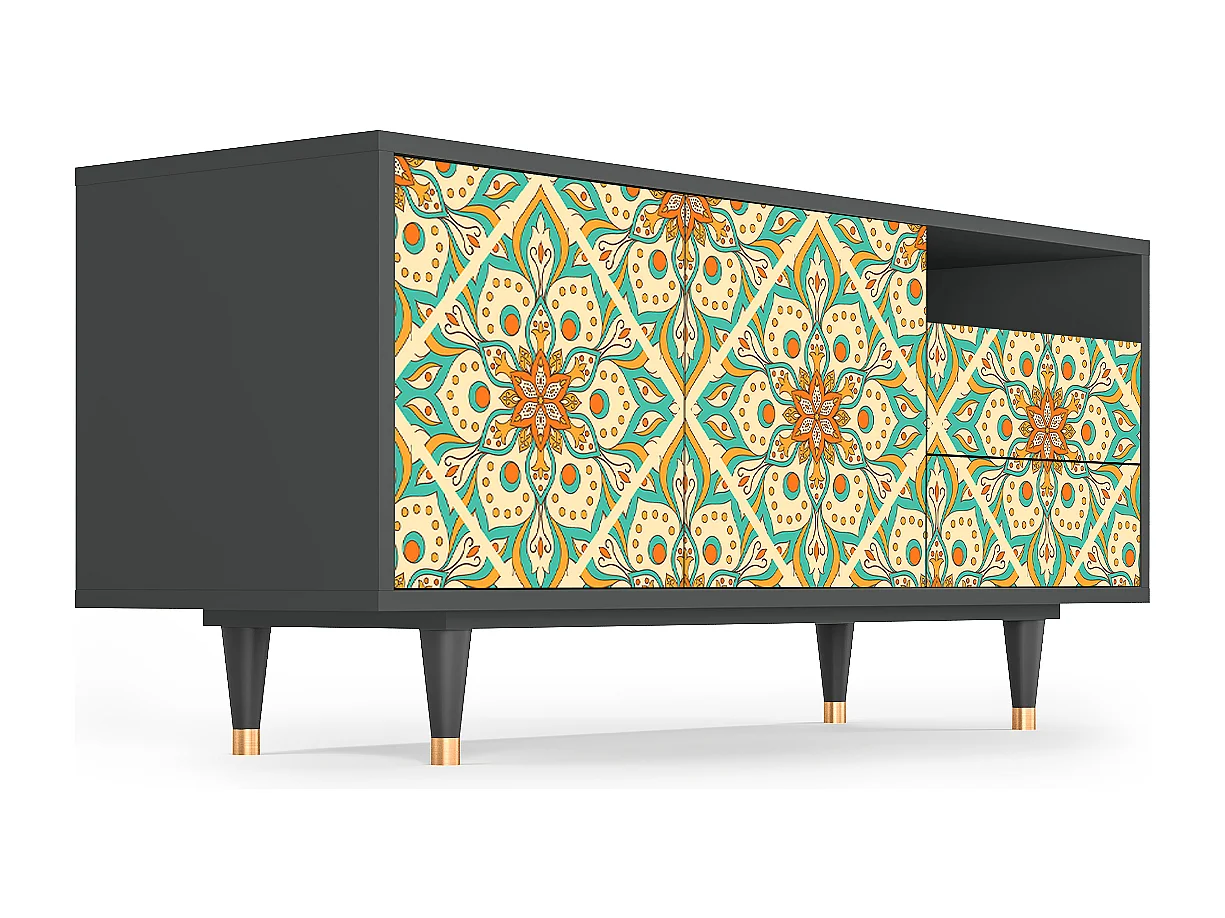 Mueble de TV - 125х56х41 cm - T7 - Hindu Daisy, Antracite