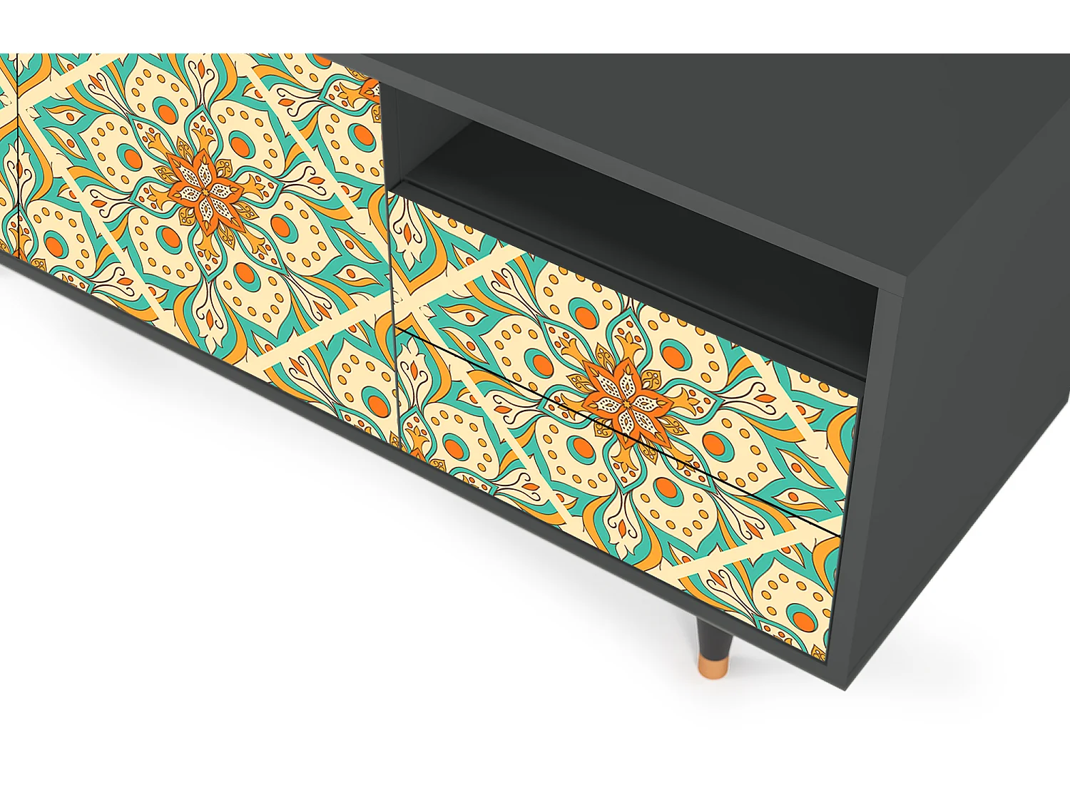 Mueble de TV - 125х56х41 cm - T7 - Hindu Daisy, Antracite