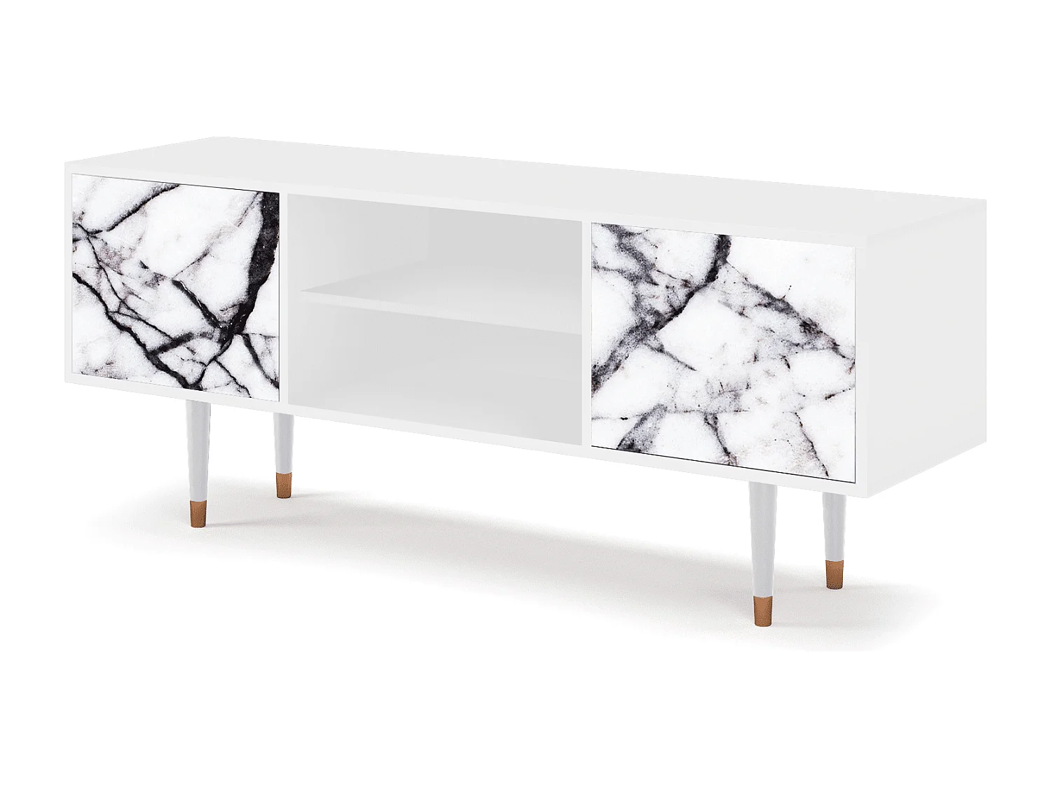Szafka RTV - 170х69х48 cm - T2 - Raven Marble, Biały