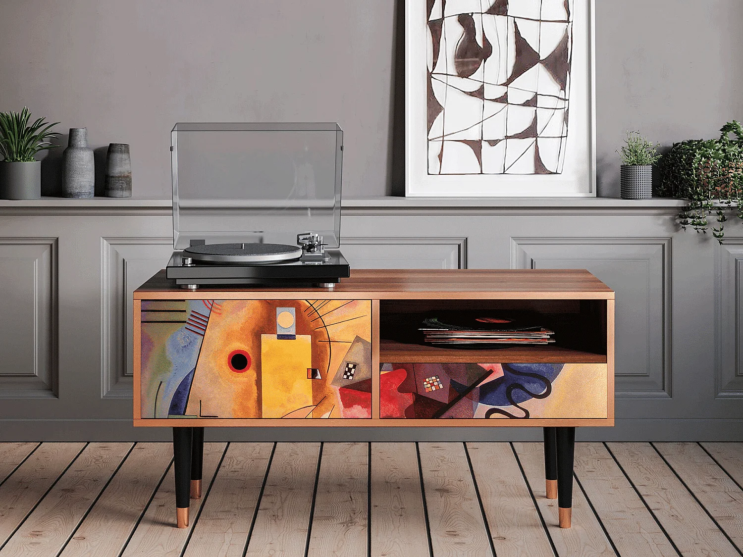 Meuble TV - 115х59х48 cm - T3 - Modern Art, Noyer