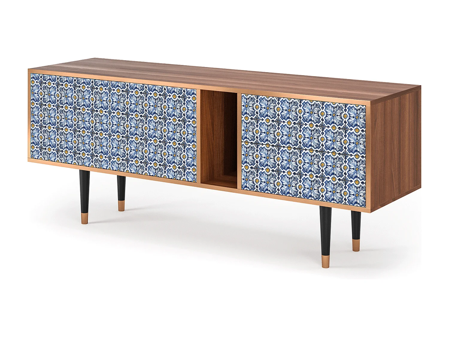 Mueble de TV - 170х69х48 cm - T1 - Lovely Cornflowers, Nogueira