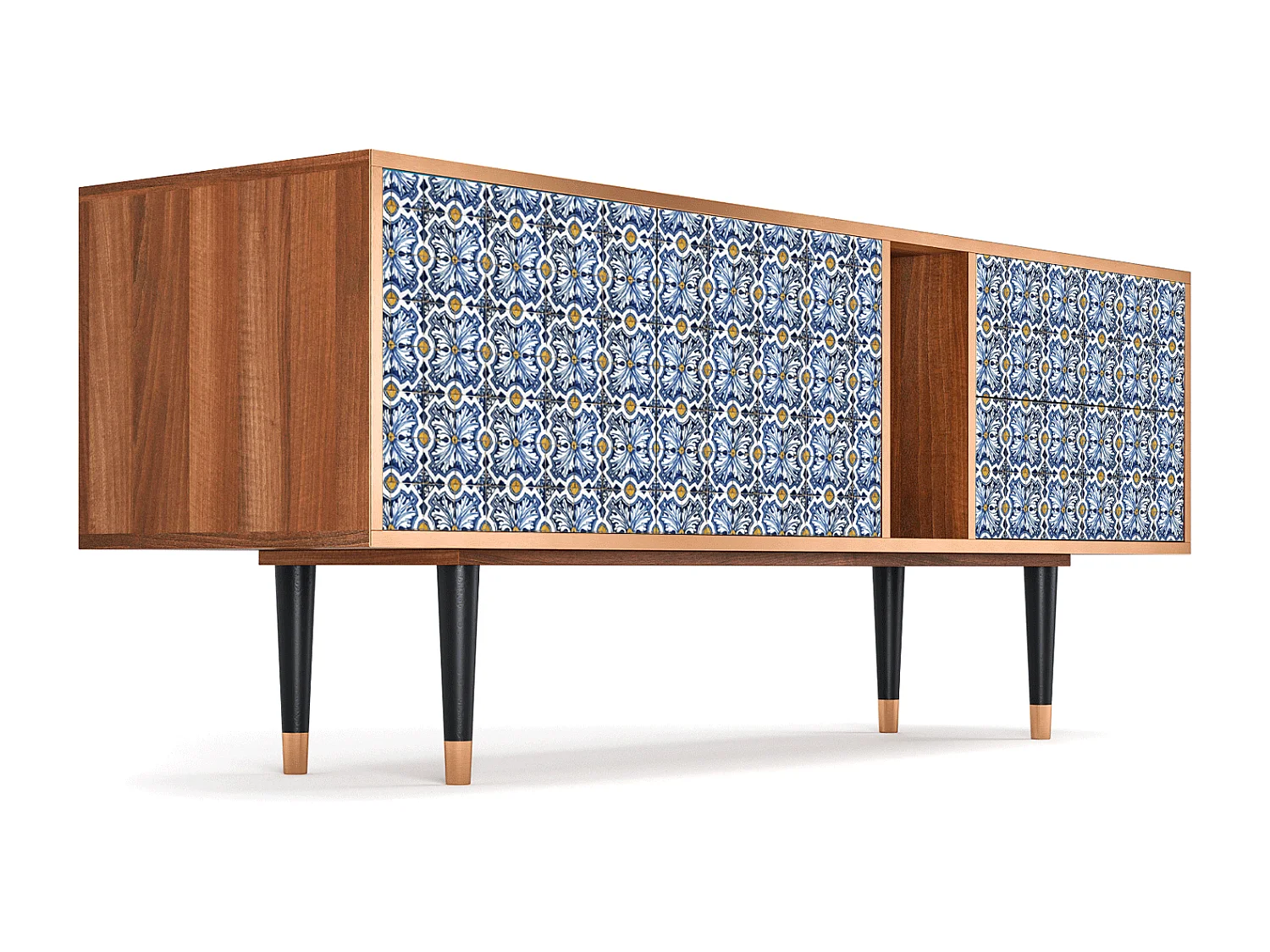 Meuble TV - 170х69х48 cm - T1 - Lovely Cornflowers, Noyer