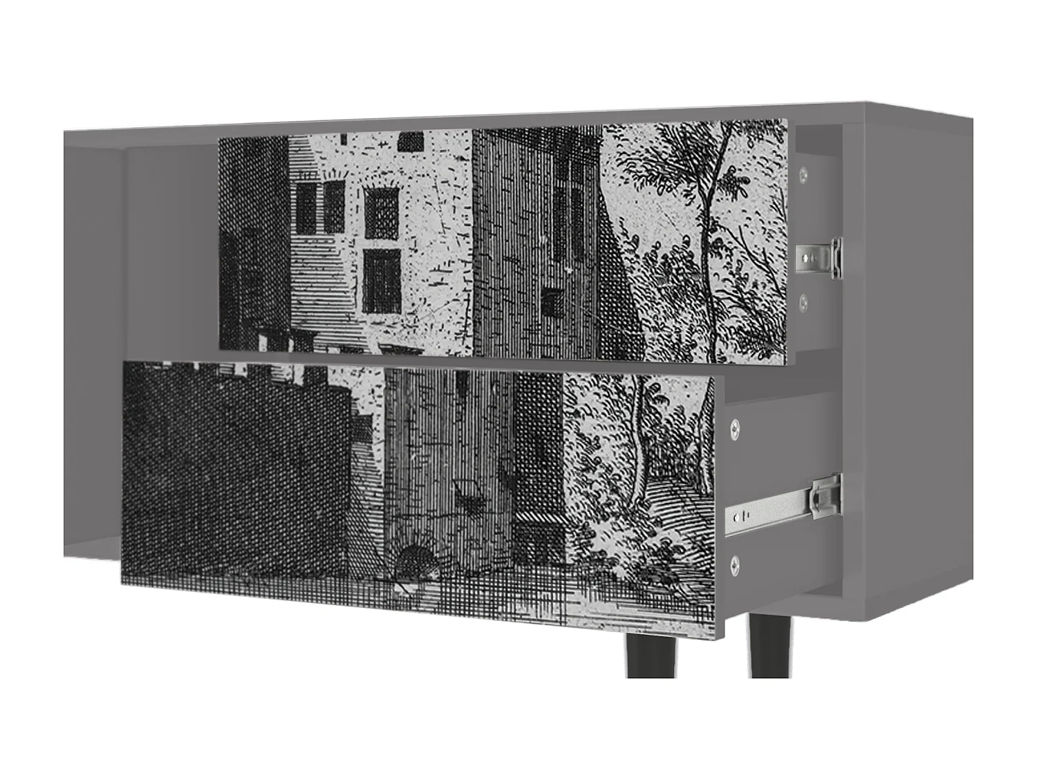 Szafka RTV - 170х69х48 cm - T1 - Castle with Bridge, Szary