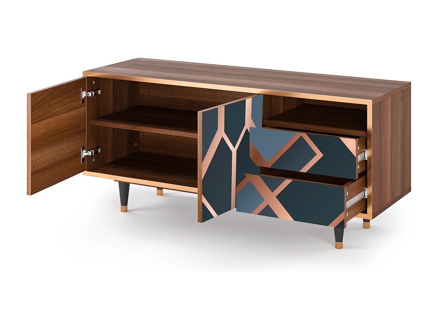 Meuble TV - 125х56х41 cm - T7 - Ashy 1920', Noyer