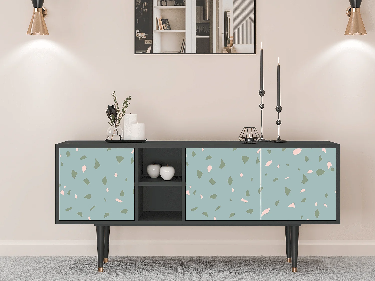 Meuble TV - 150х69х41 cm - T5 - Blue Drops, Anthracite