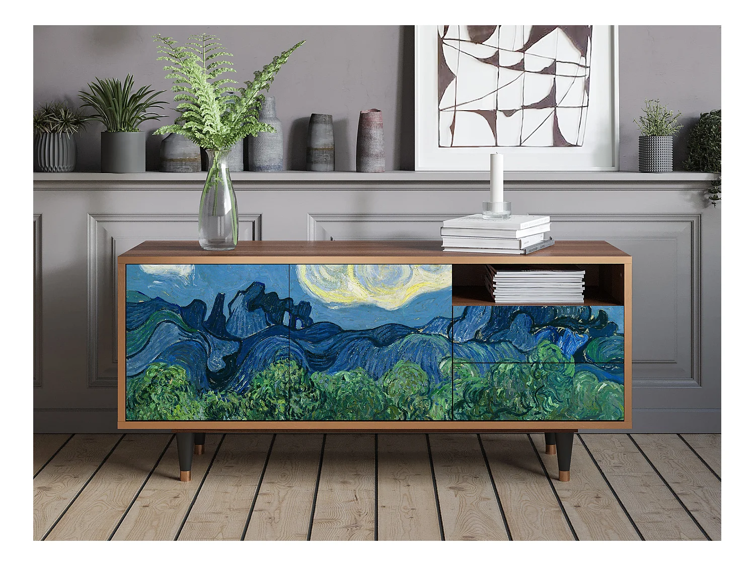 TV-Möbel - 125х56х41 cm - T7 - The Oil Trees, Walnuss