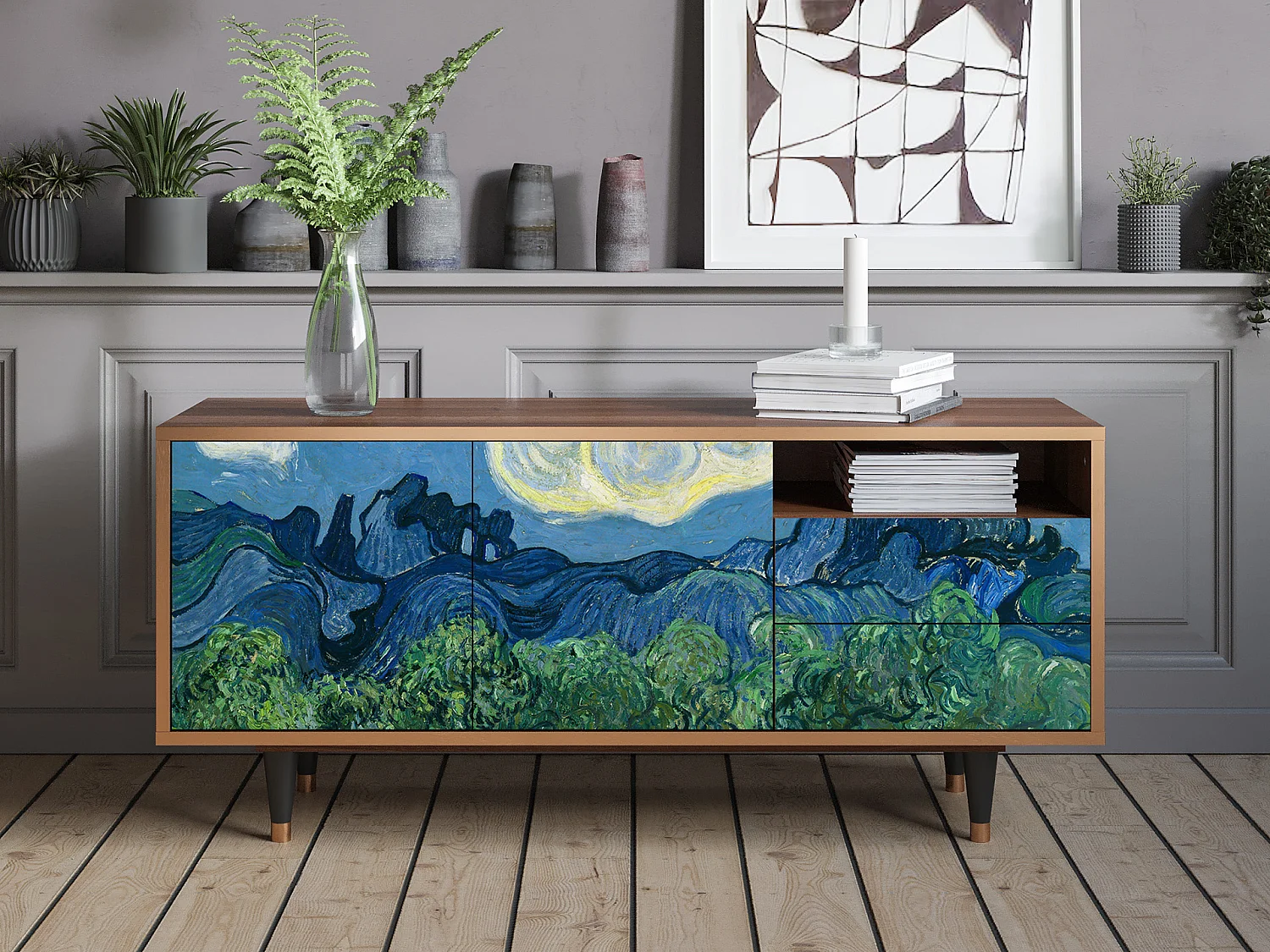 Mueble de TV - 125х56х41 cm - T7 - The Oil Trees, Nogal