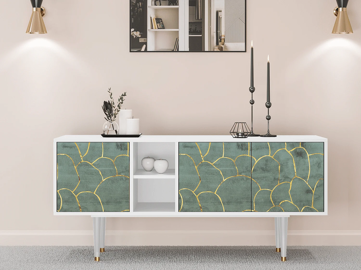 TV-Möbel - 150х69х41 cm - T5 - Magnificent Water Lily, Weiß