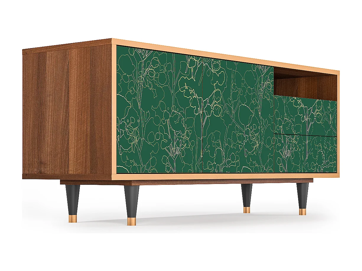 Meuble TV - 125х56х41 cm - T7 - Emerald Forest, Noyer