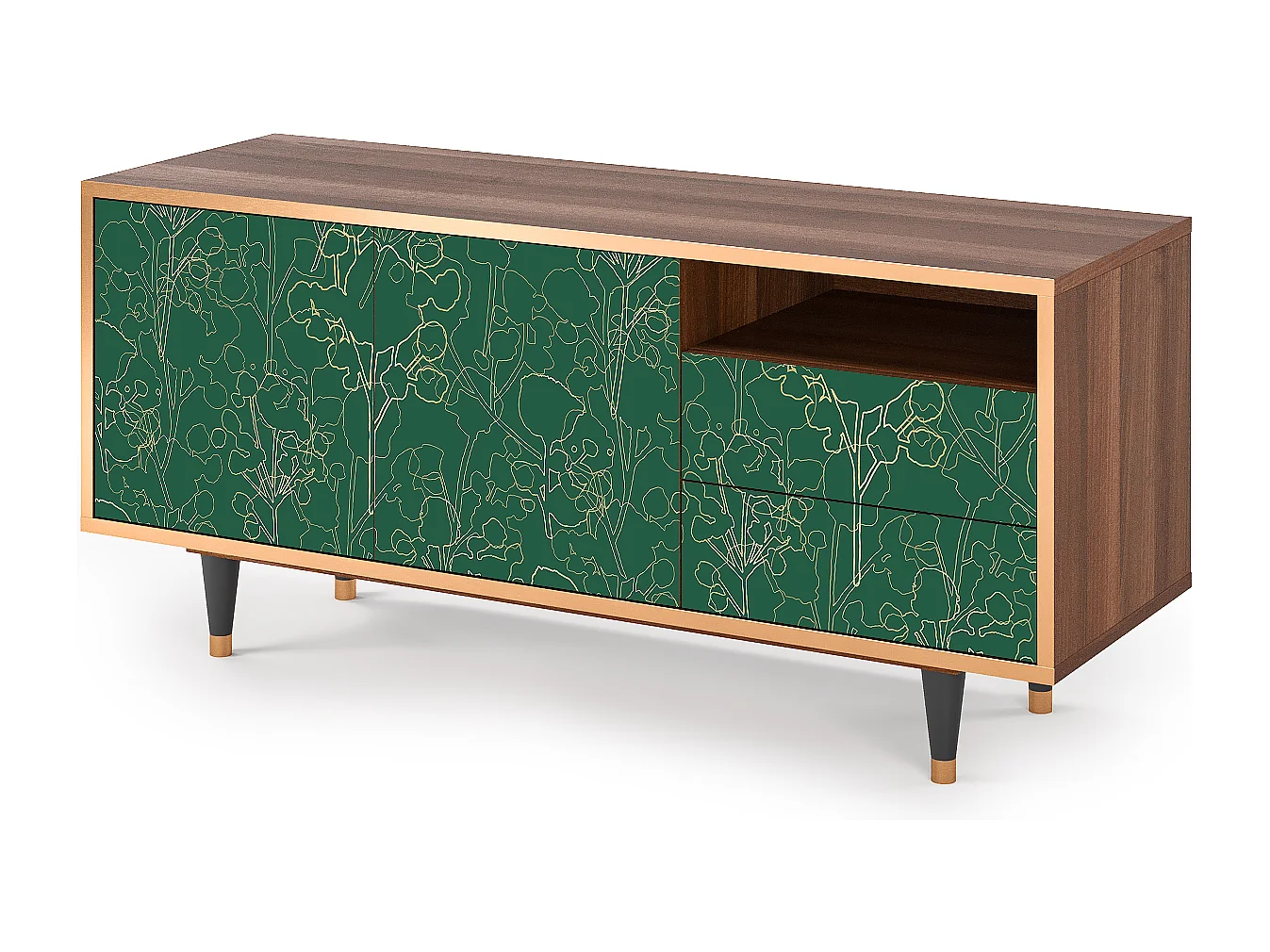 TV-Möbel - 125х56х41 cm - T7 - Emerald Forest, Walnuss