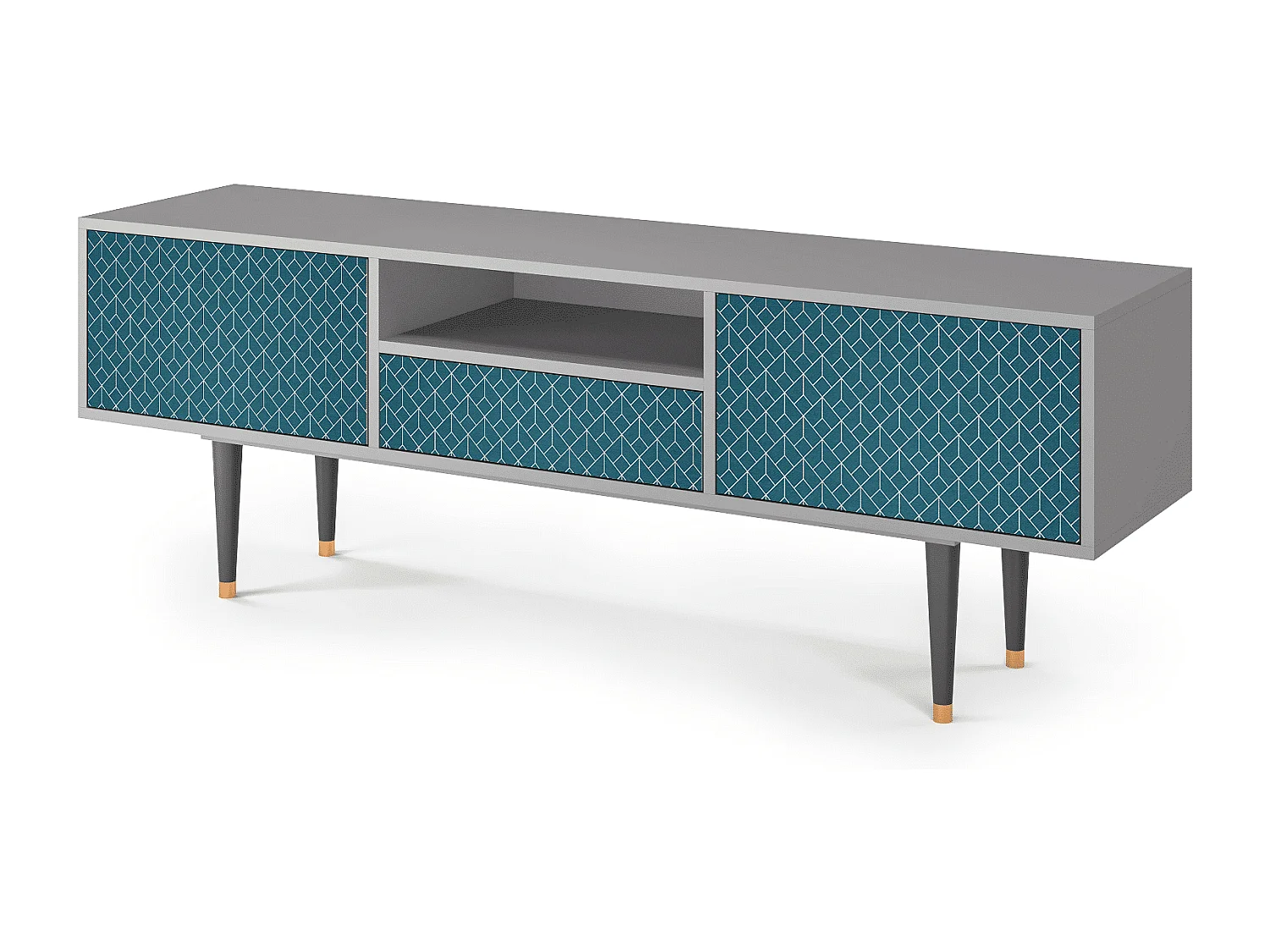 TV-meubel - 170х59х41 cm - T6 - Turquoise Geometry, Grijs