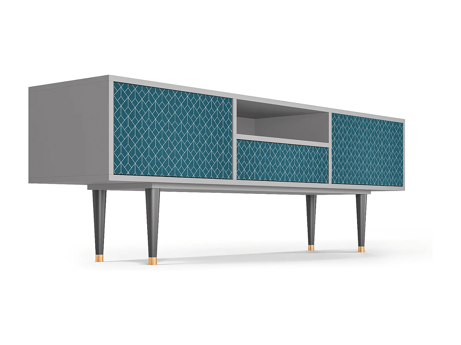 TV-meubel - 170х59х41 cm - T6 - Turquoise Geometry, Grijs
