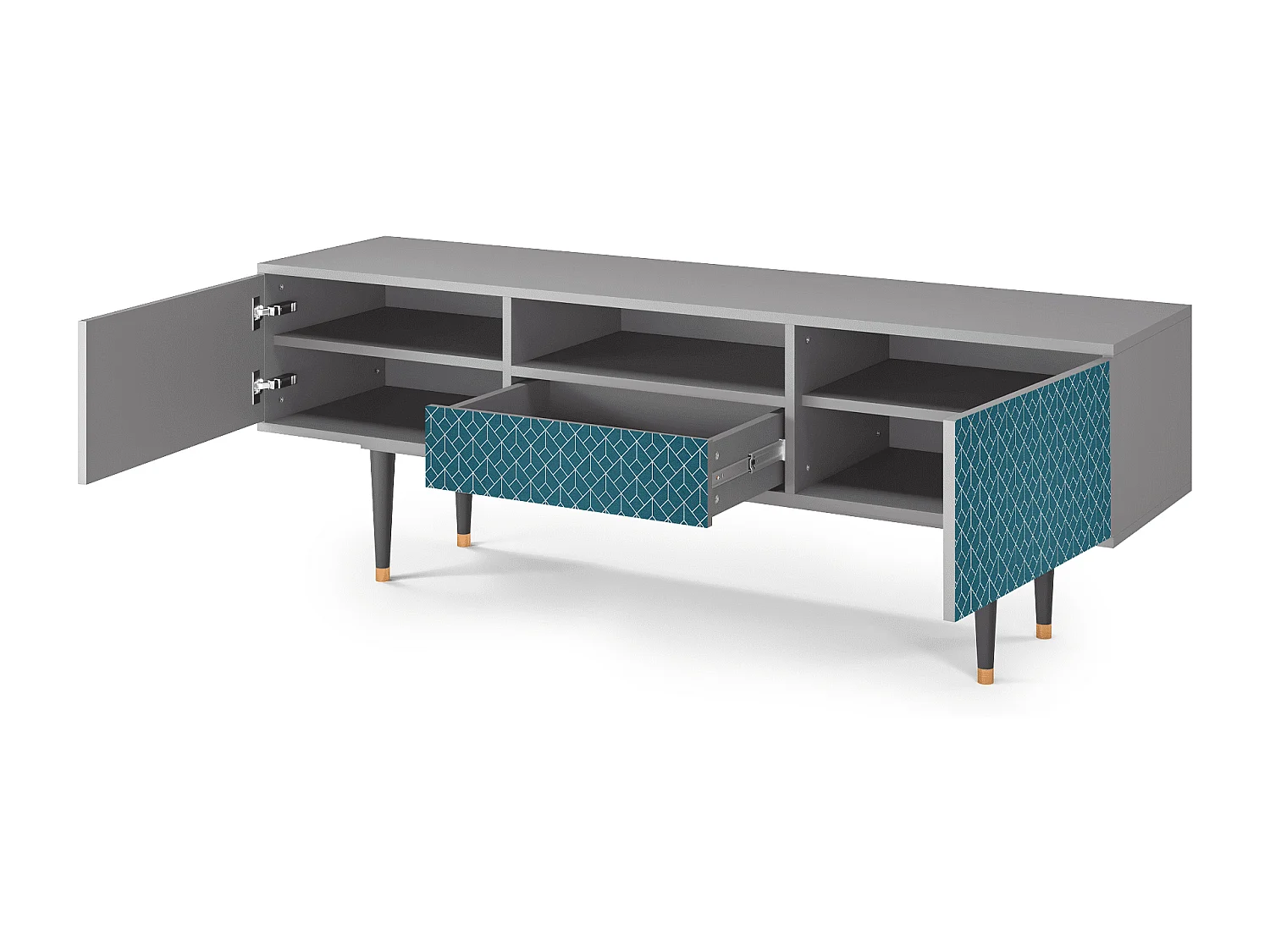 TV-meubel - 170х59х41 cm - T6 - Turquoise Geometry, Grijs