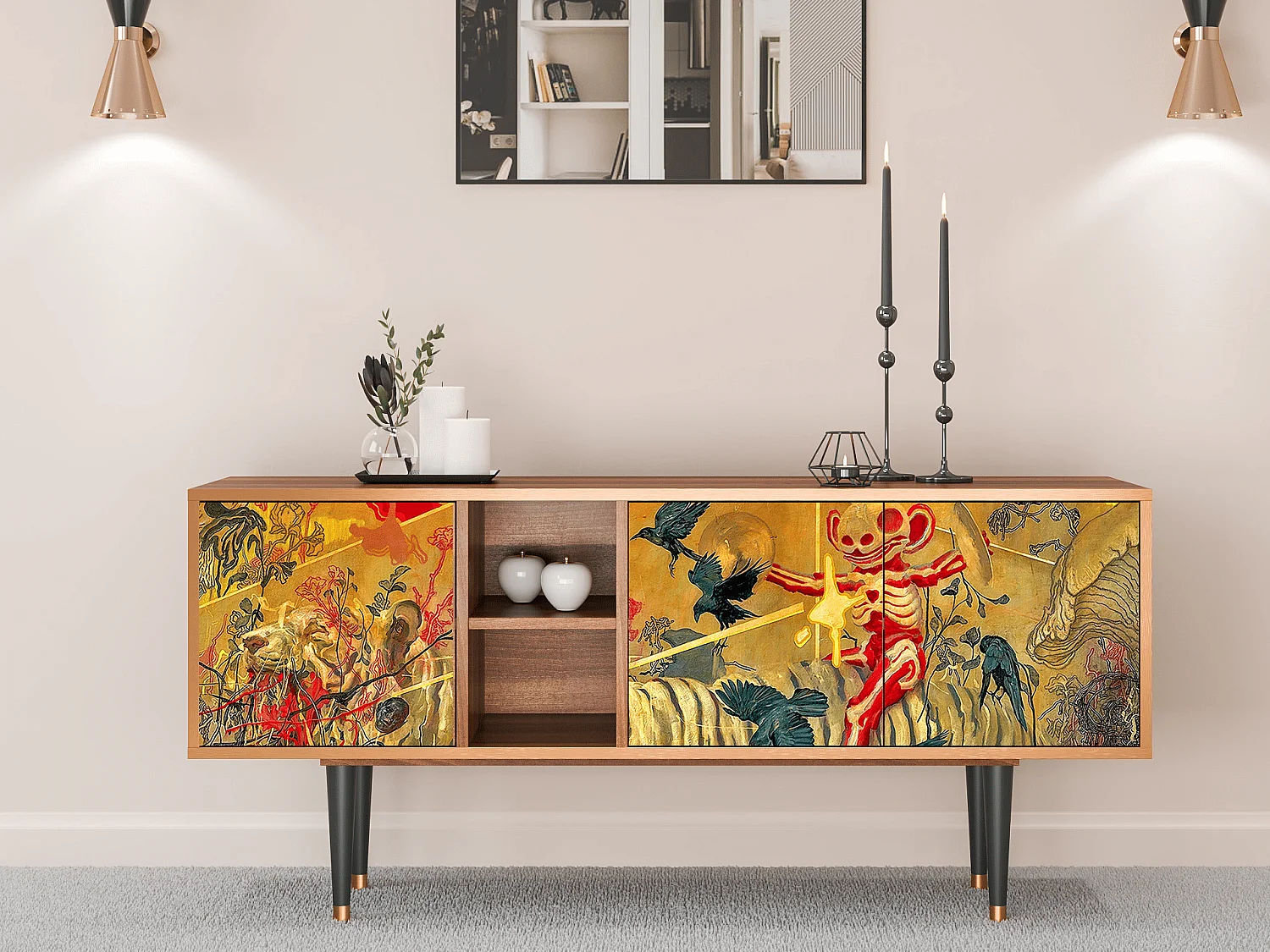 Meuble TV - 150х69х41 cm - T5 - Blood by James Jean, Noyer