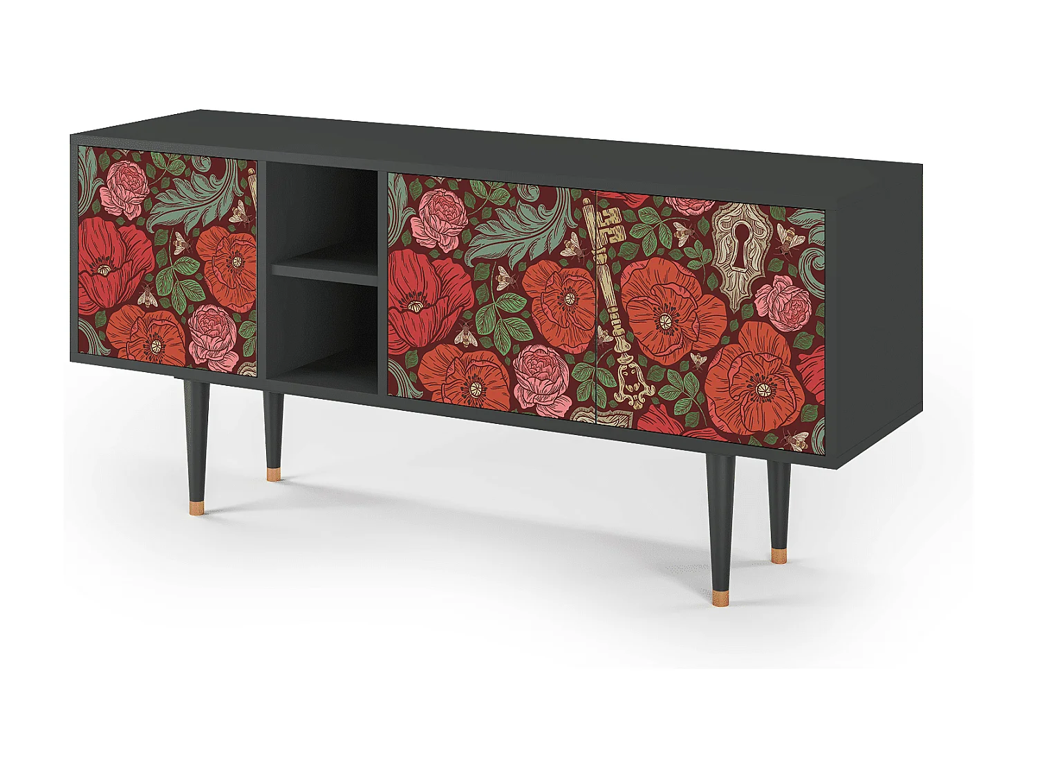 Mobile TV - 150х69х41 cm - T5 - Poppy Garden, Antracite