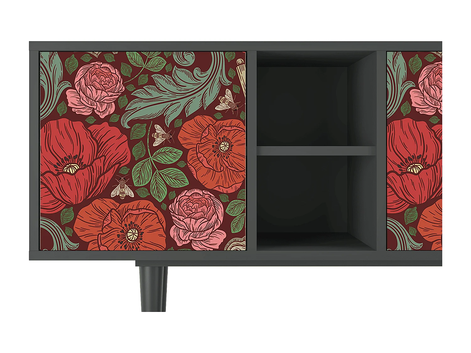 Mobile TV - 150х69х41 cm - T5 - Poppy Garden, Antracite